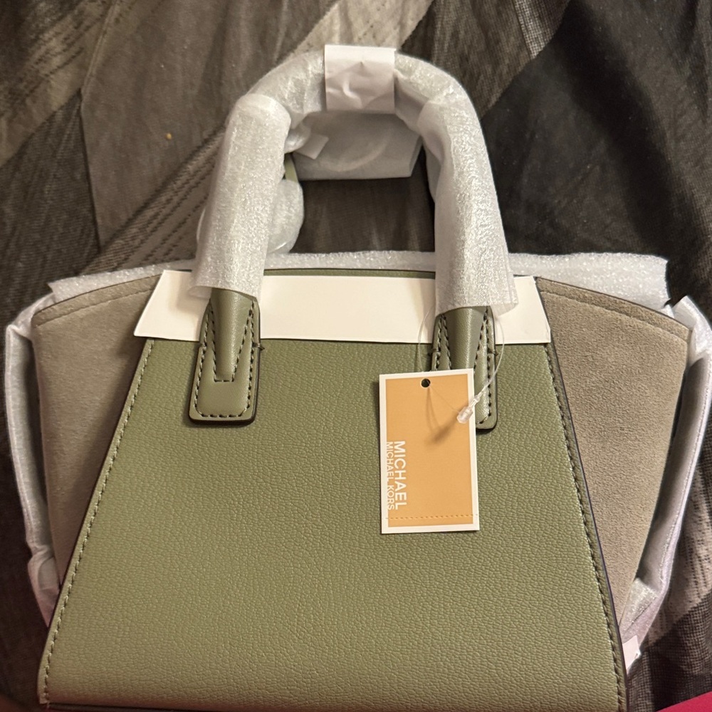 Michael Kors Olive and Taupe Satchel